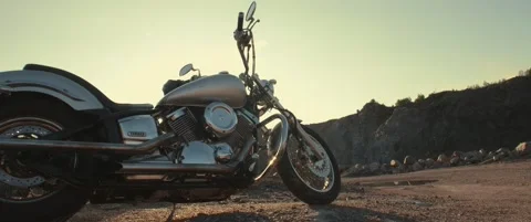 Motorcycle in the quarry, flyby Video stock 169529856