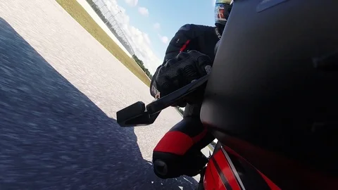 Motorcycle Racer Turning with Knee On The Ground Stock Footage
