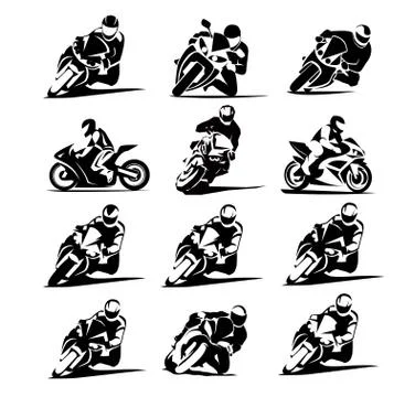 Motorcycle racer vector set eps 10 moto gp icons Stock Illustration