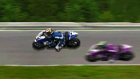 Motorcycle racing 8 bit loop Stock Footage 170187661