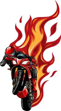 Motorcycle Racing with Fire Vector illustration design Stock Illustration
