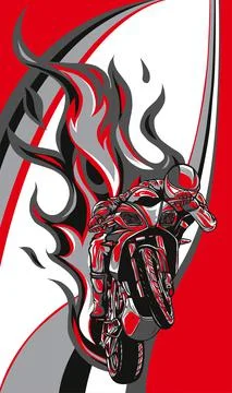 Motorcycle Racing with Fire Vector illustration design 스톡 일러스트