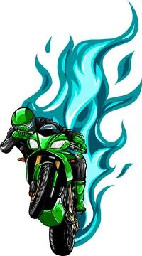 Motorcycle Racing with Fire Vector illustration design Stock Illustration