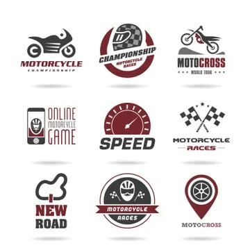Motorcycle racing icon set  Stock Illustration
