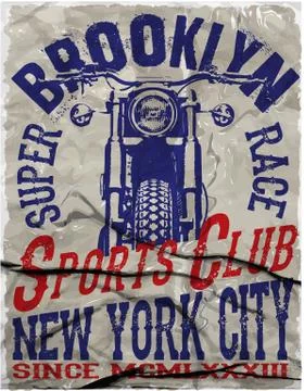 Motorcycle Racing Typography Graphics and Poster. Skull and Old school bike. Illustrazione stock