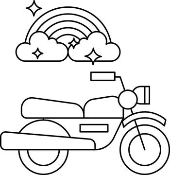 A motorcycle with a rainbow in the sky Stock Illustration