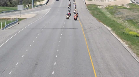 Motorcycle rally on highway medium Stock Footage 36783561