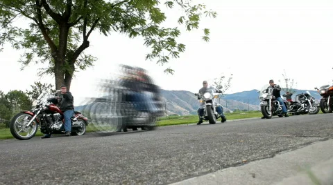 Motorcycle Rally ride for military fast P HD 2198 Stock Footage