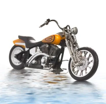 Motorcycle reflected in rendered water Stock Photos