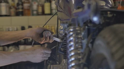 Motorcycle repair Stock Footage 147554938
