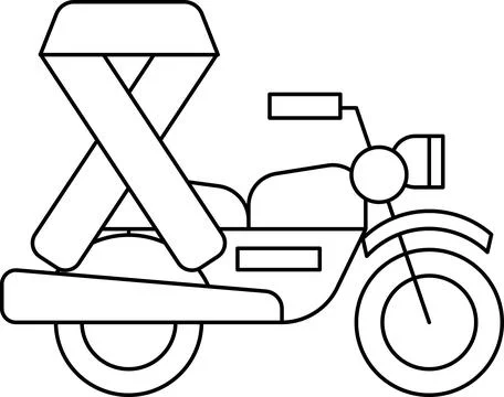 A motorcycle with a ribbon on the back Stock Illustration