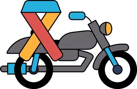 A motorcycle with a ribbon on it Stock Illustration