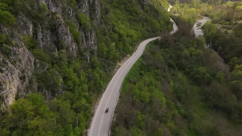 Motorcycle ride drive on the open road in sunny day in spring Vídeos de archivo 239257328