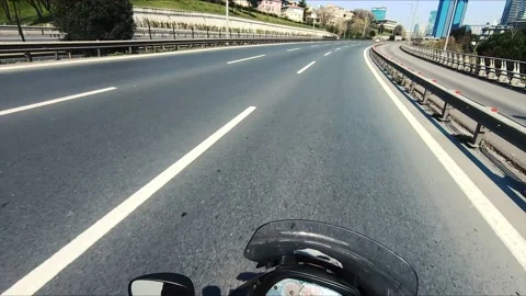 Motorcycle ride, Empty roads and  highway patrol Stock Footage 176590686