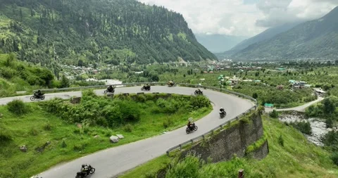 Motorcycle ride through the Himalayas Stock Footage 274179076