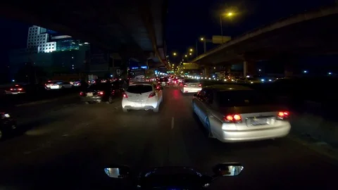 Motorcycle Ride Through Traffic In Bangkok, Thailand Stock Footage