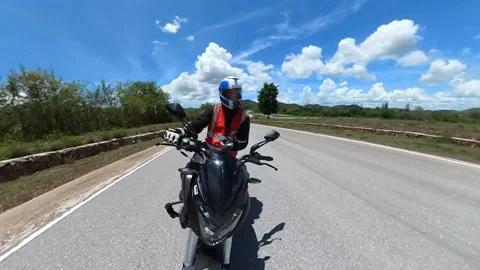 Motorcycle rider camera in front. 360 動画素材 156278019