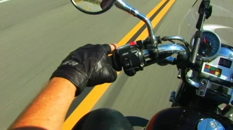 Motorcycle Rider POV Left Hand, Gauges Stock Footage