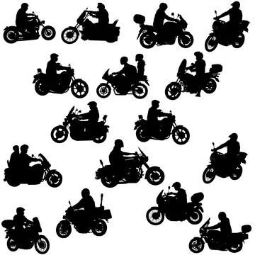 Motorcycle Rider Silhouettes Vector Set Stock Illustration