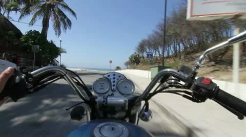 Motorcycle Riding Beach Stock Footage 8980276