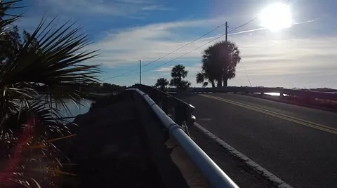 Motorcycle riding over bridge Stock-Footage 45290720