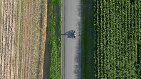 Motorcycle riding a road in summer. Stock Footage 247995336