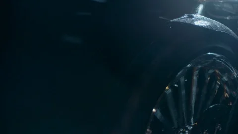 Motorcycle riding through rain Stock Footage 89978790