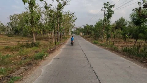 A Motorcycle Road Adventure Going Forward To The Sun In High Speed.pov Stock Footage 251438722