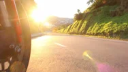 Motorcycle Road Pov Sunset Suburban Stock Footage