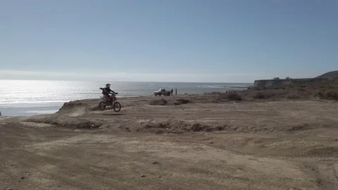 Motorcycle Off Roading by the Coast Vídeos de archivo 166662422