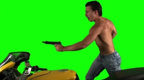 Motorcycle Running Green Screen Stock Footage 52697294