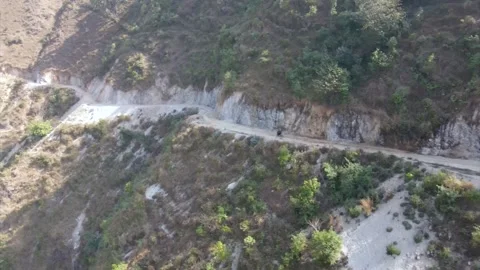 Motorcycle running in the mountain road Stock Footage 155367491