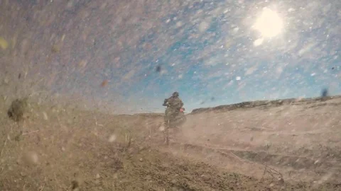 Motorcycle in the Sand Stock Footage 99885115