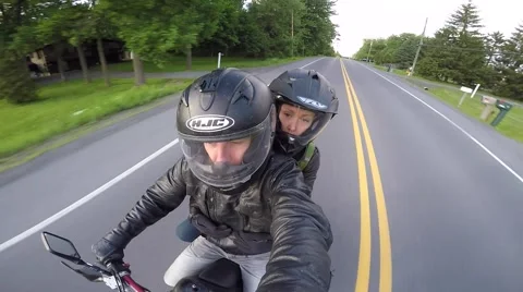 Motorcycle selfie high angle Stock Footage 65049829