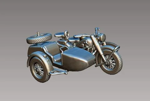 Motorcycle with semitraler 3D Model