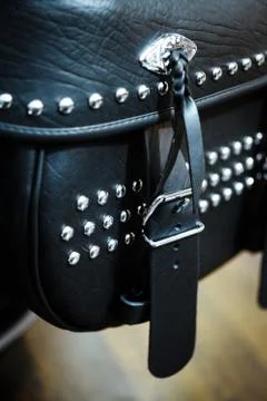 Motorcycle side bag Stock Photos