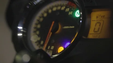 Motorcycle speedometer bar slow motion video 1080p. Full HD 1920x1080 Video stock 76878302