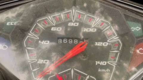 Motorcycle speedometer gauge panel closeup 動画素材 344127097
