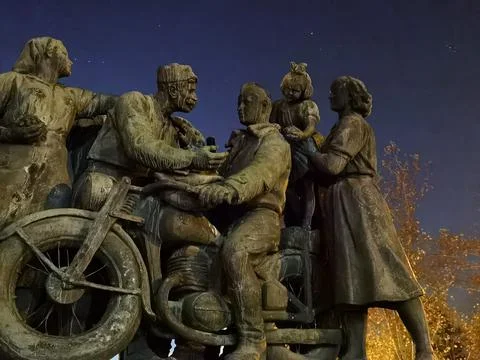Motorcycle statue in bulgaria sofia Stock Photos