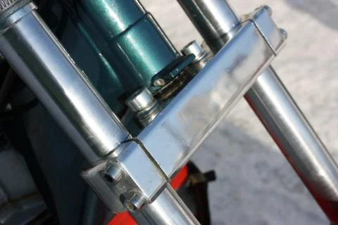 Motorcycle steering control element closeup Stock Photos