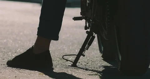 Motorcycle stops  스톡 동영상 111107796