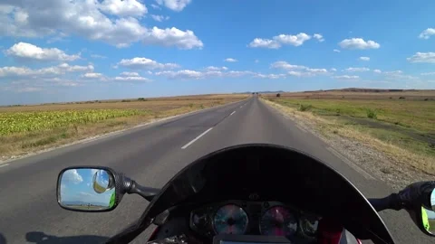 Motorcycle straight road POV Stock Footage 201145125