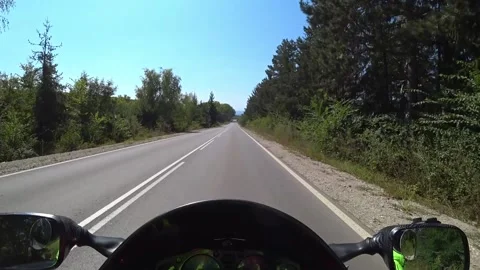Motorcycle straight road POV Stock Footage 201145139