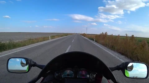 Motorcycle straight road POV Stock Footage 201245511
