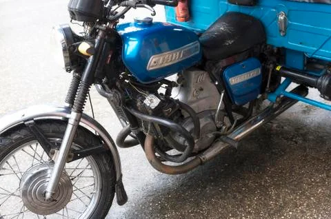 Motorcycle with stroller Stock Photos