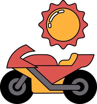 A motorcycle with a sun on it Stock Illustration