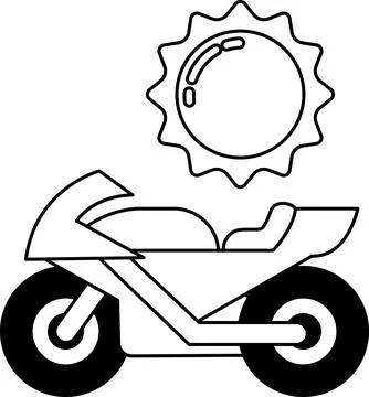 A motorcycle with a sun on it Stock Illustration