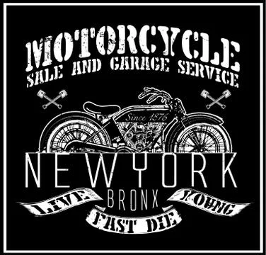 Motorcycle tee graphic design Stock Illustration