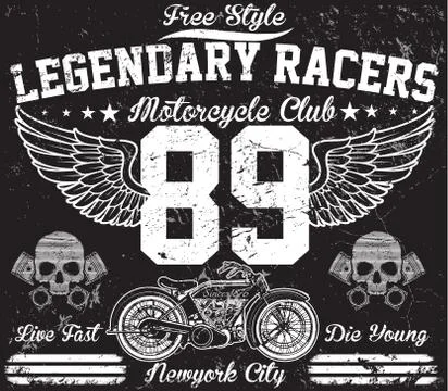 Motorcycle tee graphic design Stock Illustration