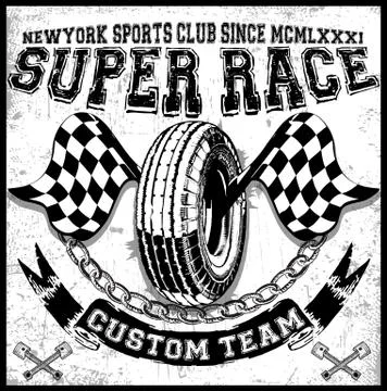 Motorcycle tee graphic design Stock Illustration